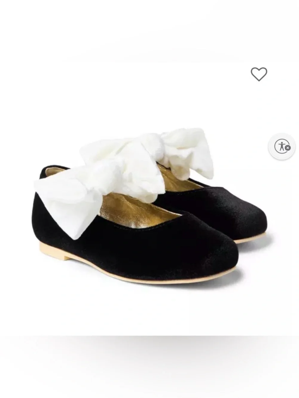NEW • Janie and Jack • Girls Velvet Bow Ballet Flat Black and White 9